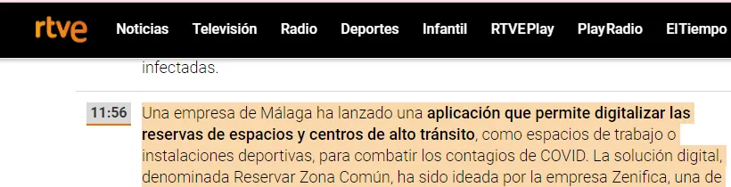 RTVE talks about Reservar Zona Comun