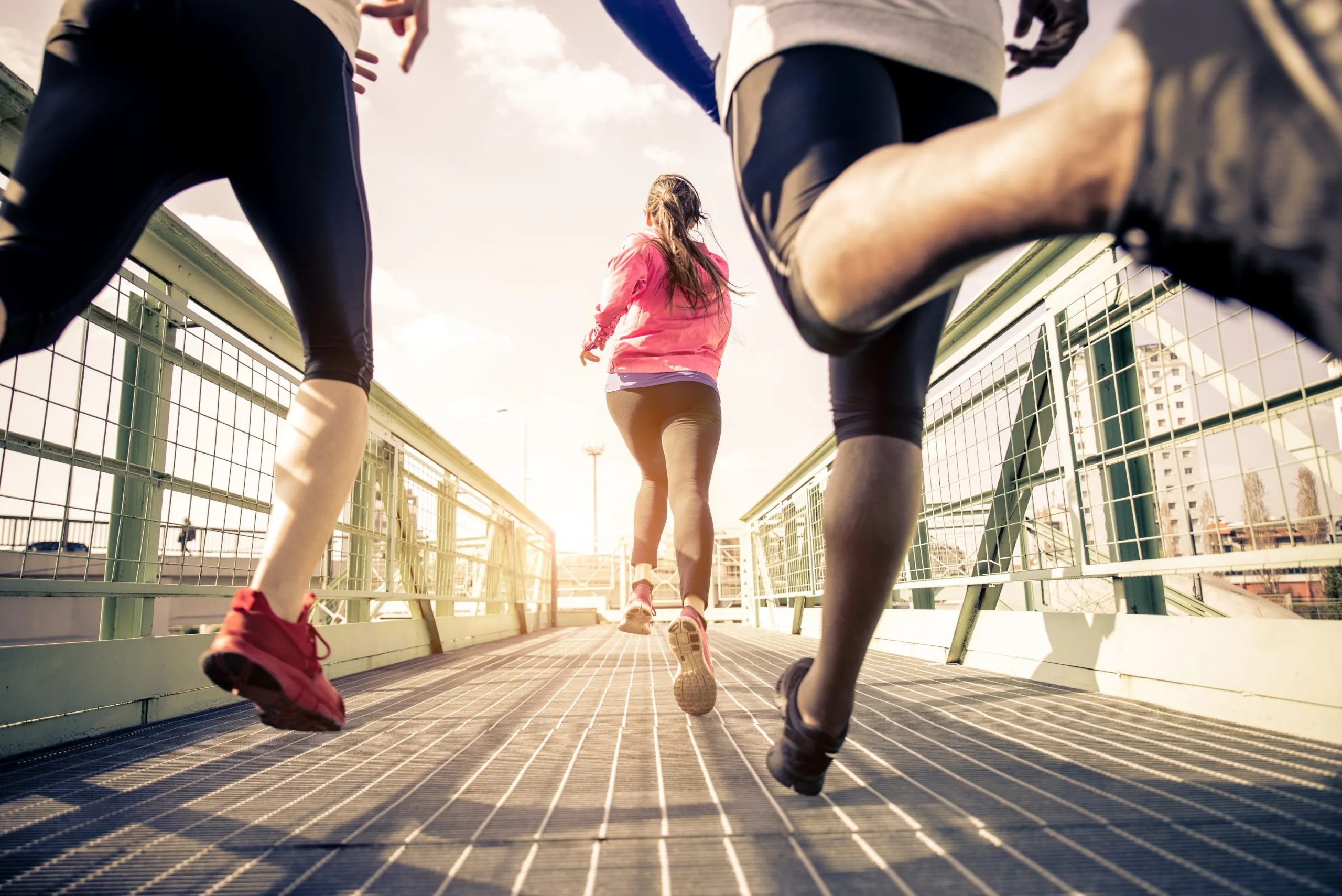 Joggers running outdoors